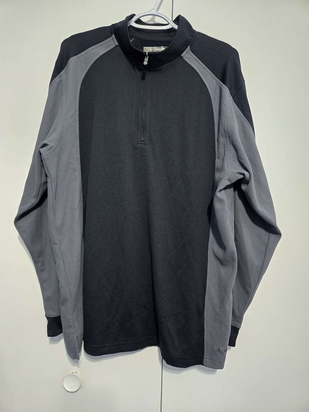 Greg Norman Play Dry 1/4 Zip Pullover Mens Large Black Gray Golf Performance Top